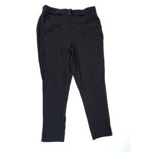 Athleta Trekkie Pant Size 4 Black Belted‎ High Rise Nylon Athleisure Zip Hem